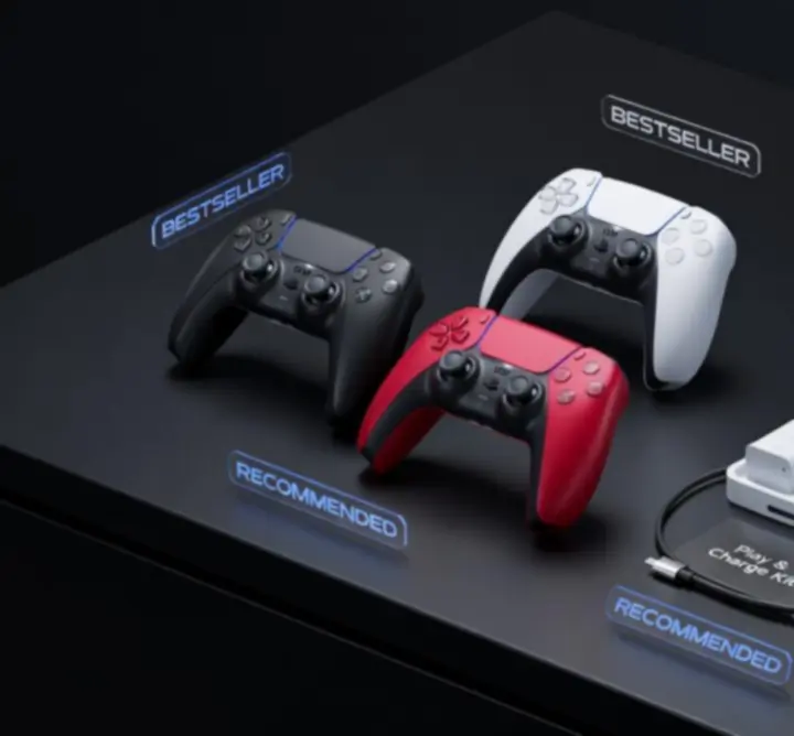 Sélection des meilleurs accessoires PS5 disposés autour d’une console