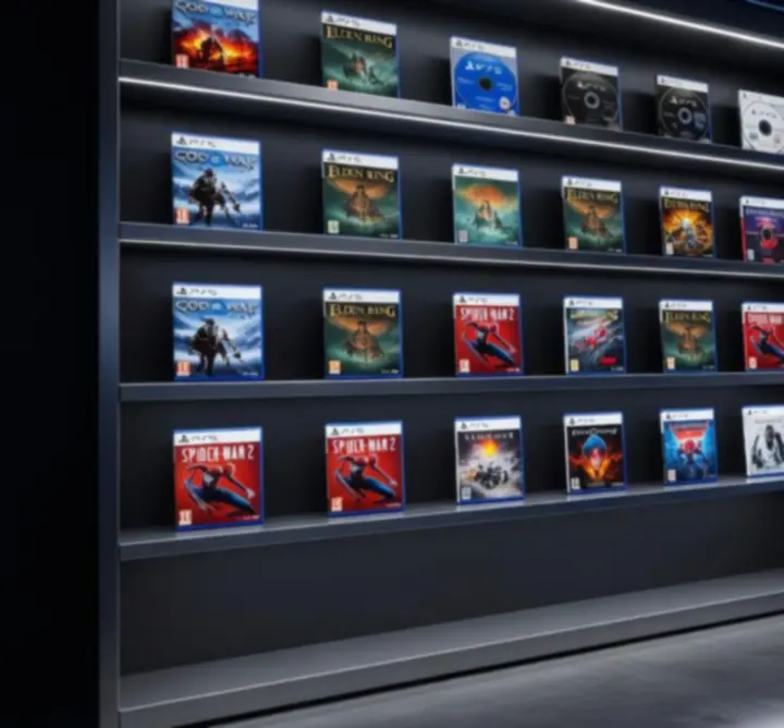 Sélection des jeux PS5 best-sellers présentés sur un setup gaming moderne